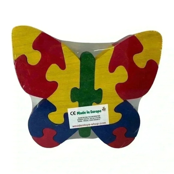 Hand-Painted Wooden Butterfly Puzzle | Non-Toxic Kids Learning Toy Gift - Picture 1 of 4
